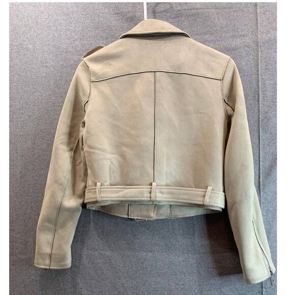 Zara Basic Faux Suede Jacket Womens Extra Small Brown Jacket - Picture 2 of 7